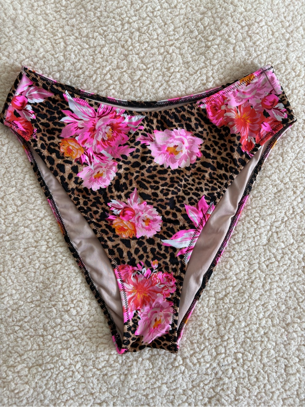 Victoria's Secret Leopard Floral Bikini Bottoms in Pink and Orange